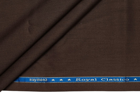 Raymond Royal Classico Super 120s Wool Blended Suiting Fabric (Chocolate Brown Plain Weave)