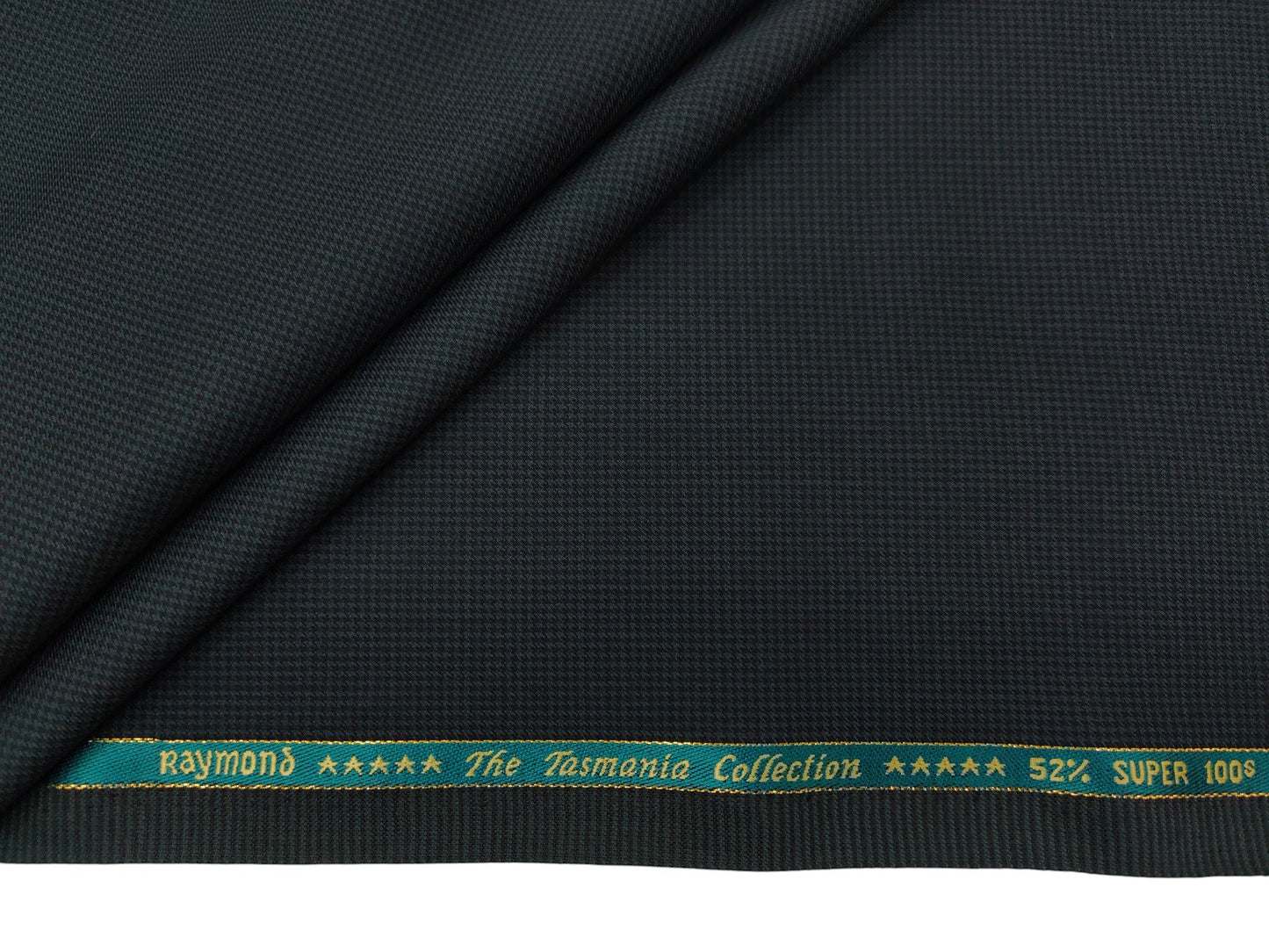 Raymond The Tasmania Collection 52% Wool Super 100s Suiting Fabric (Green, Houndstooth Pattern)