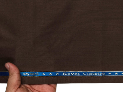 Raymond Royal Classico Super 120s Wool Blended Suiting Fabric (Chocolate Brown Plain Weave)