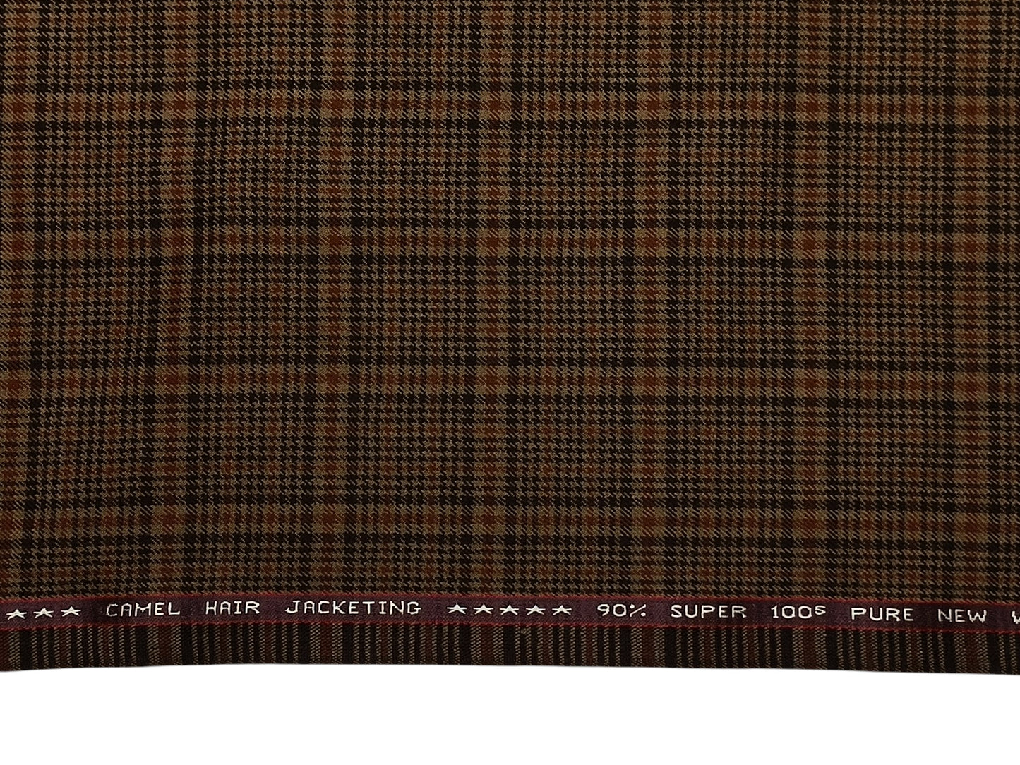 Raymond The Accolades Collection 90% Wool 10% Camel Hair Super 100s Suiting Fabric (Brown Checks, Tweed)