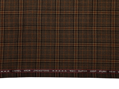 Raymond The Accolades Collection 90% Wool 10% Camel Hair Super 100s Suiting Fabric (Brown Checks, Tweed)