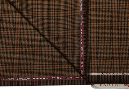 Raymond The Accolades Collection 90% Wool 10% Camel Hair Super 100s Suiting Fabric (Brown Checks, Tweed)