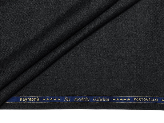 Raymond The Accolades Collection 100% Wool Super 120s Jacketing Suiting Fabric (Charcoal Grey, Tweed)