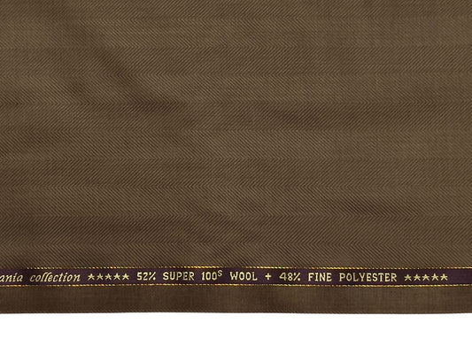 Raymond The Tasmania Collection 52% Wool Super 100s Suiting Fabric (Brown Tan, Herringbone Pattern)