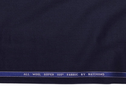 Raymond 100% Wool Super 100s Suiting Fabric (Navy Blue Plain Weave)
