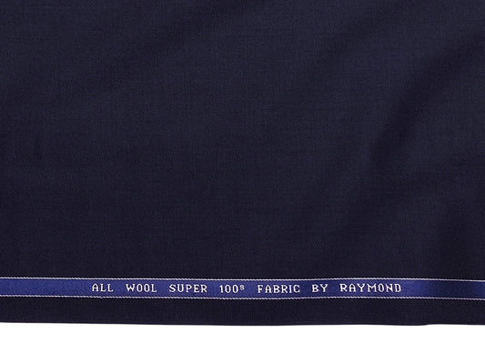 Raymond 100% Wool Super 100s Suiting Fabric (Navy Blue Plain Weave)