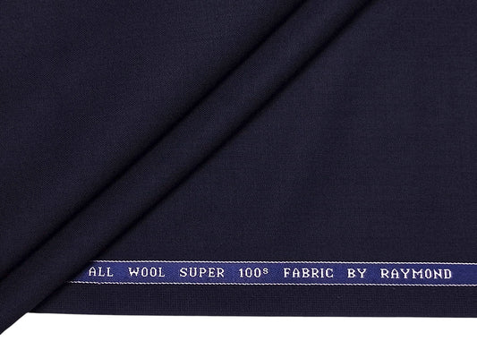 Raymond 100% Wool Super 100s Suiting Fabric (Navy Blue Plain Weave)
