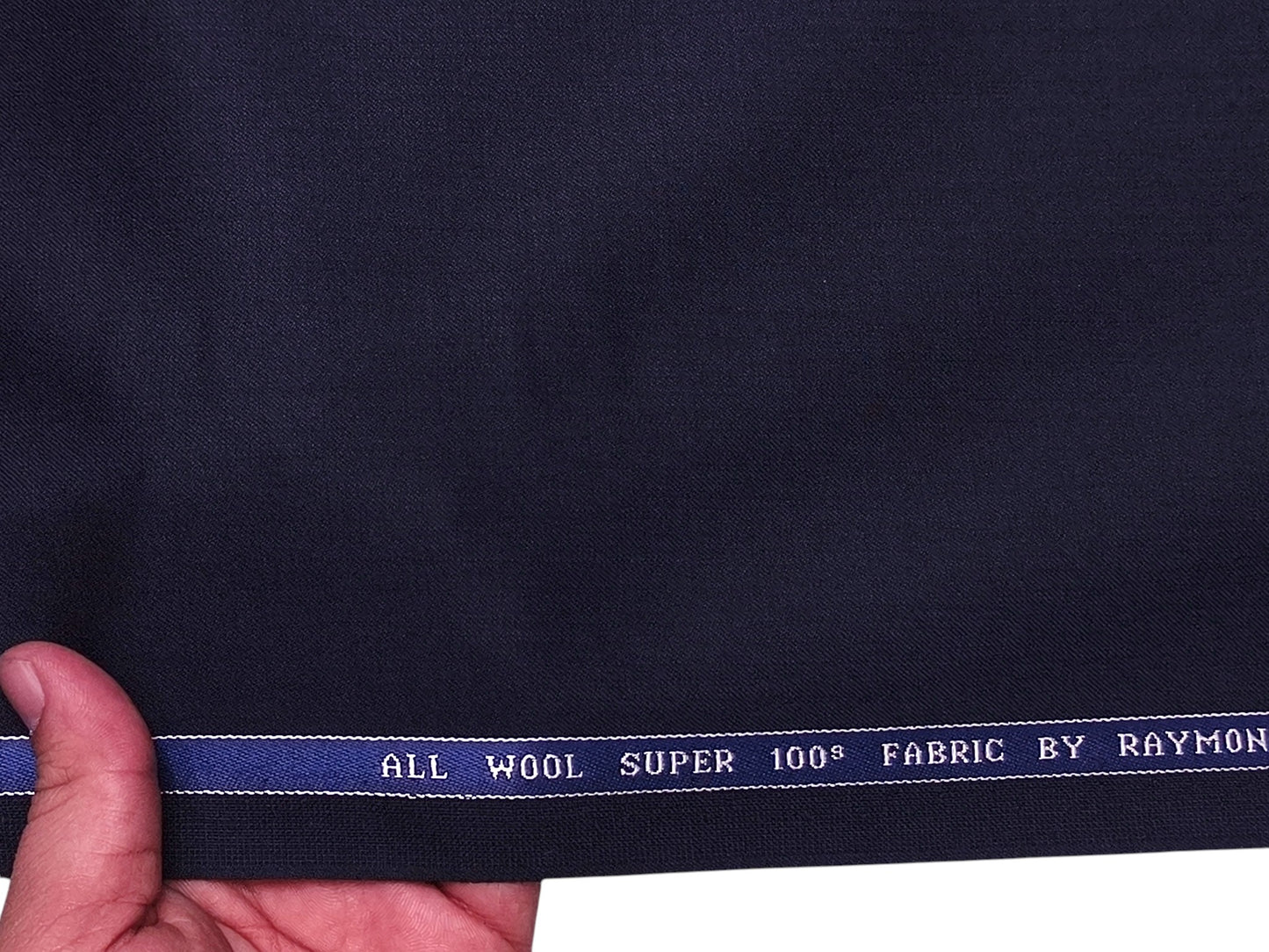 Raymond 100% Wool Super 100s Suiting Fabric (Navy Blue Plain Weave)