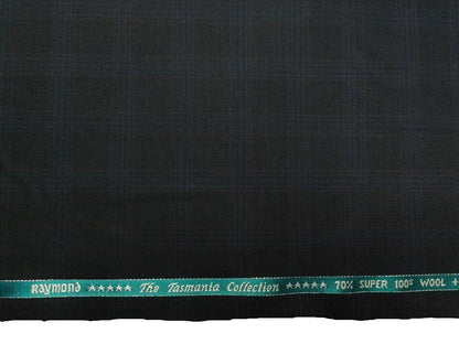 Raymond The Tasmania Collection 70% Wool Super 100s Suiting Fabric (Black, Checks)