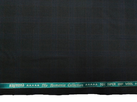 Raymond The Tasmania Collection 70% Wool Super 100s Suiting Fabric (Black, Checks)