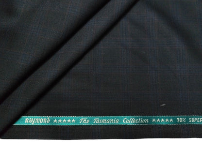 Raymond The Tasmania Collection 70% Wool Super 100s Suiting Fabric (Black, Checks)