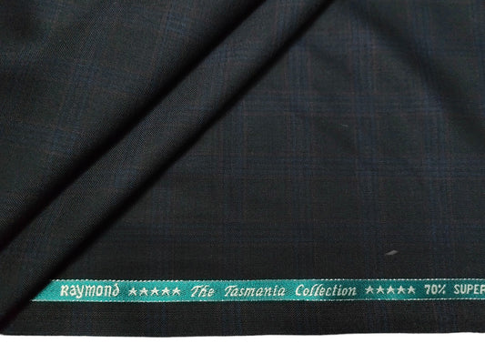 Raymond The Tasmania Collection 70% Wool Super 100s Suiting Fabric (Black, Checks)