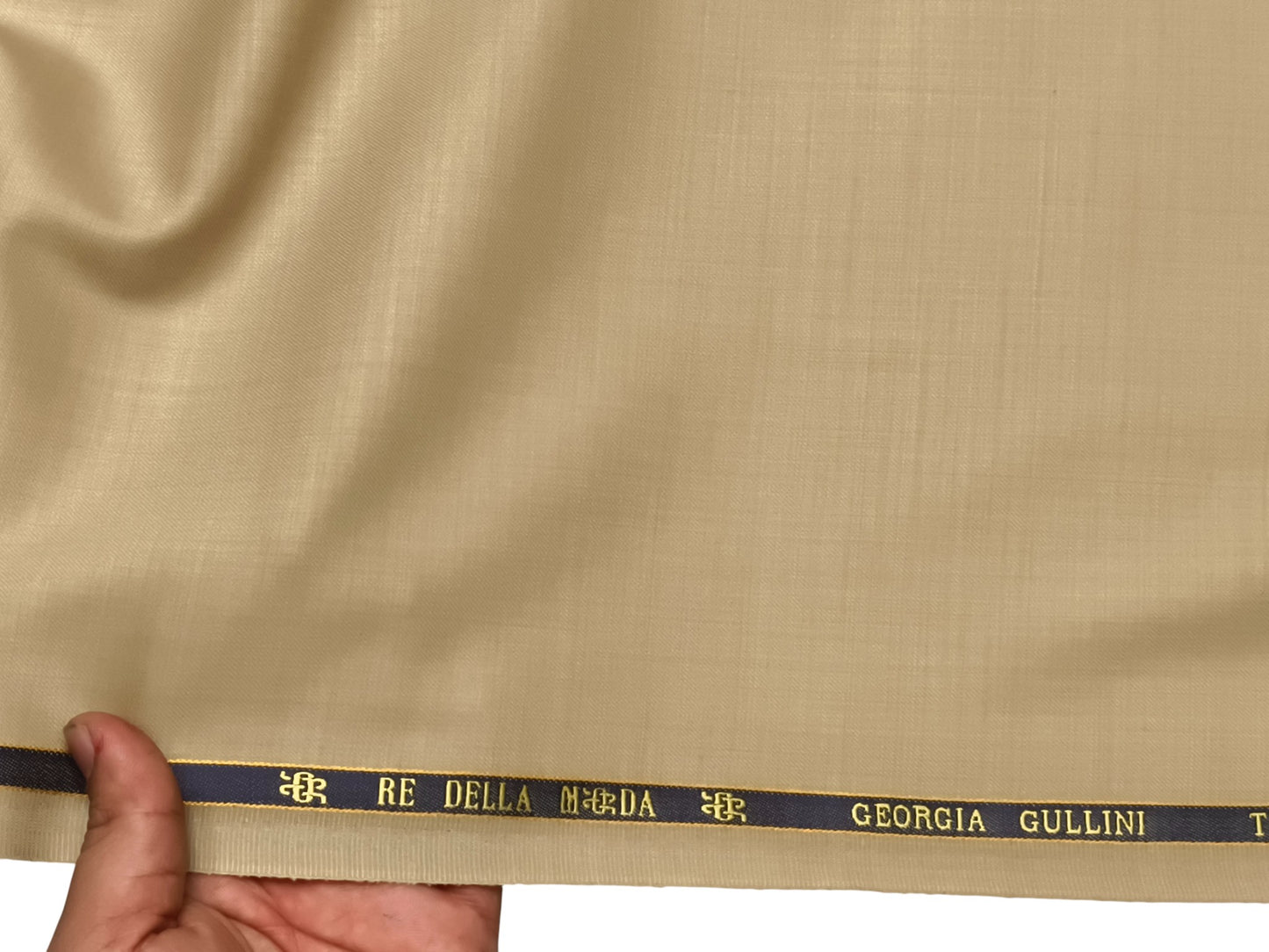 Georgia Gullini Italy Super 120s Merino Wool Blend Suiting Fabric (Beige, Plain)