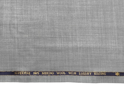 Georgia Gullini Italy Super 180s Merino Wool Blend Suiting Fabric (Light Grey, Self Design)