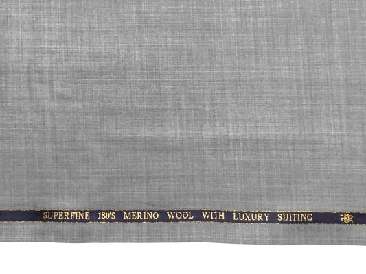 Georgia Gullini Italy Super 180s Merino Wool Blend Suiting Fabric (Light Grey, Self Design)