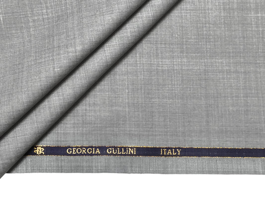 Georgia Gullini Italy Super 180s Merino Wool Blend Suiting Fabric (Light Grey, Self Design)