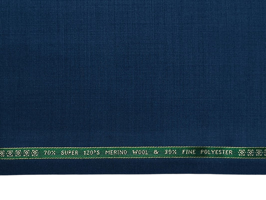 Raymond Luxolite 70% Wool Super 120s Suiting Fabric (French Blue, Plain)