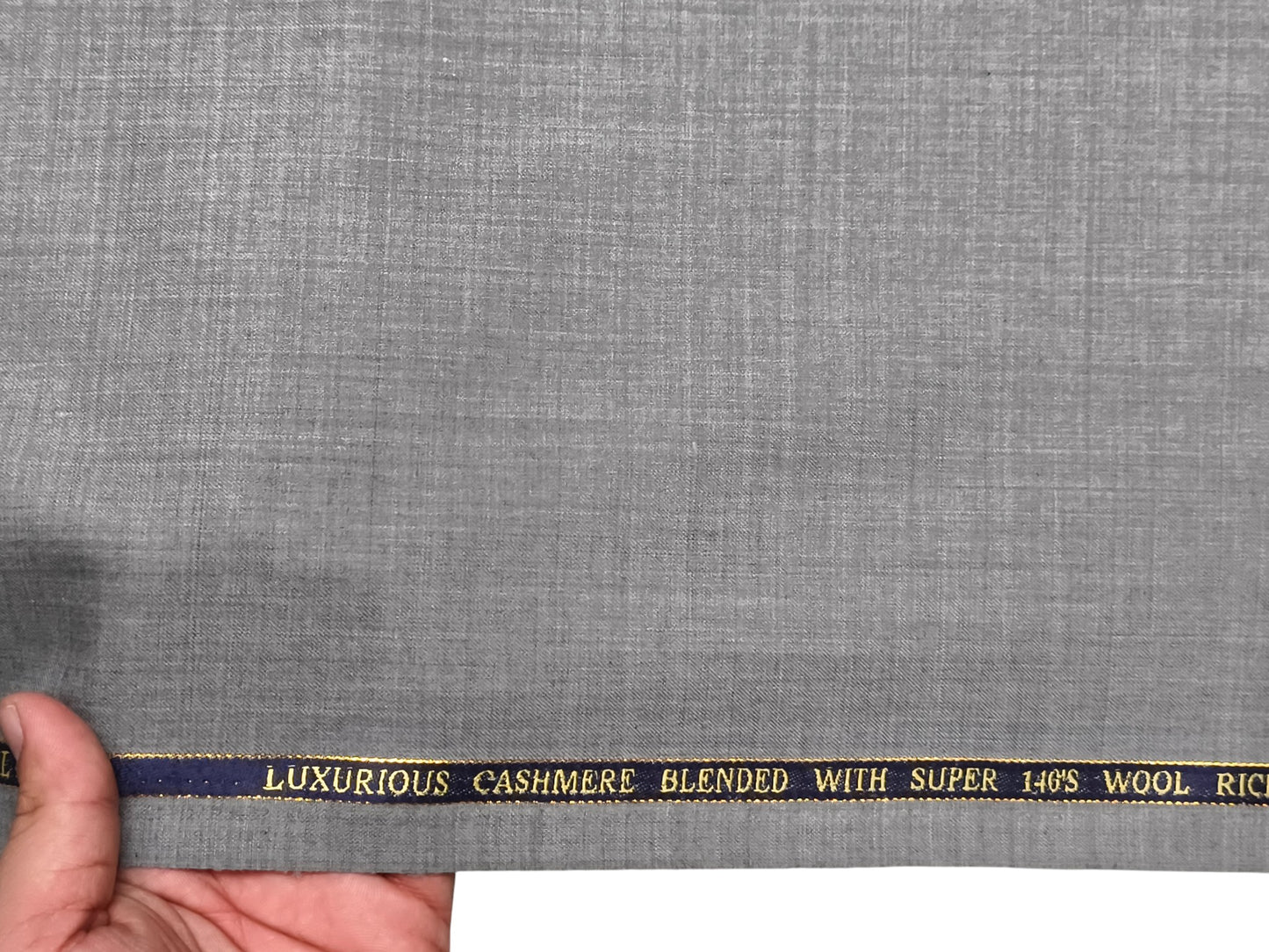 Georgia Gullini Italy Super 140s Merino Wool Blend Suiting Fabric (Light Grey Plain)