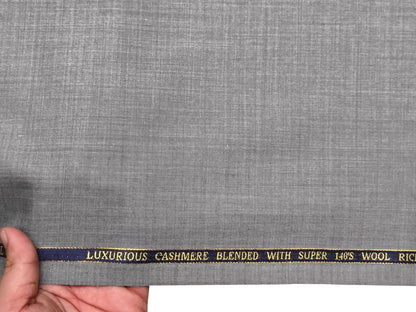 Georgia Gullini Italy Super 140s Merino Wool Blend Suiting Fabric (Light Grey Plain)