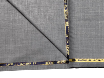 Georgia Gullini Italy Super 140s Merino Wool Blend Suiting Fabric (Light Grey Plain)