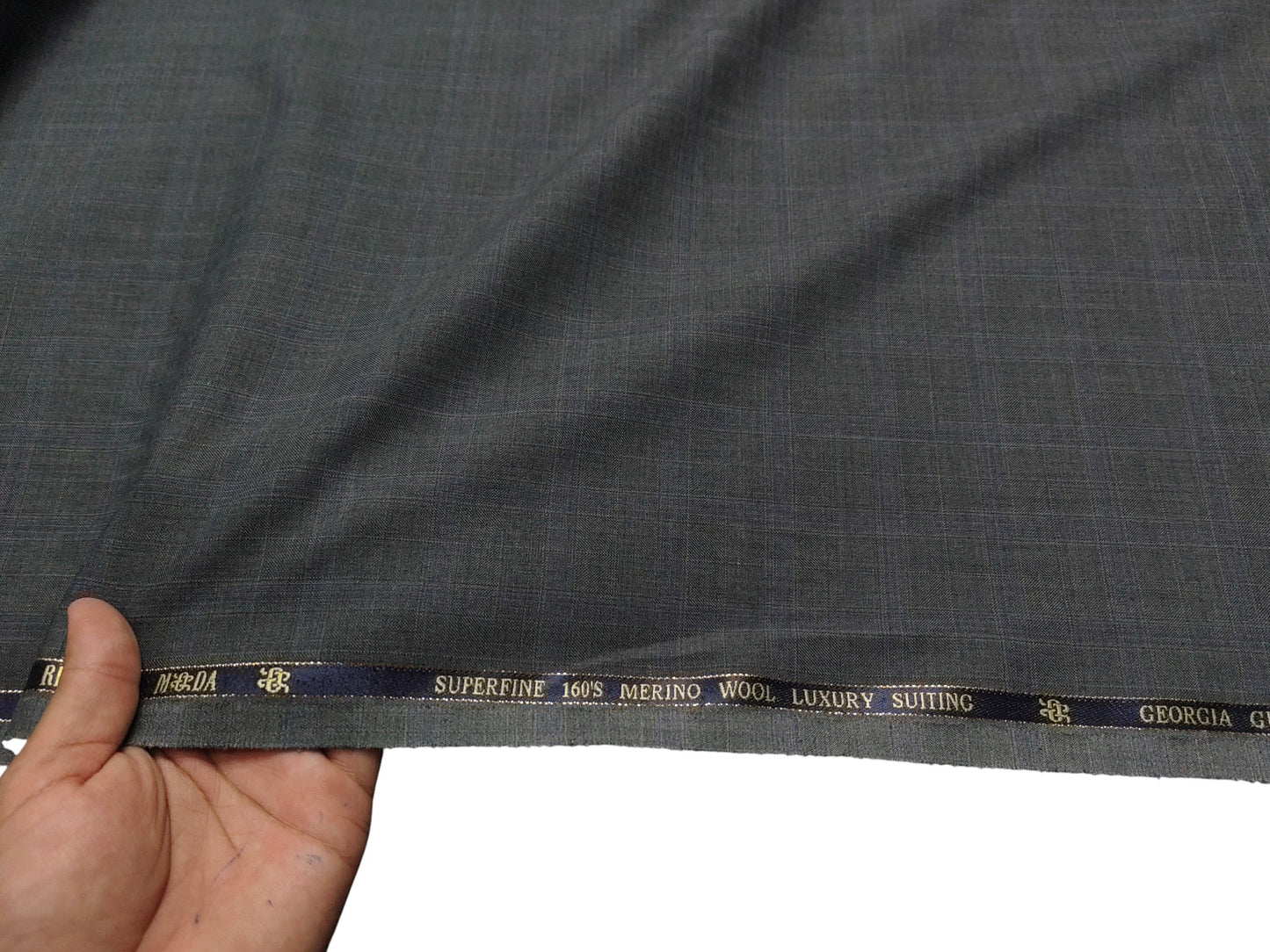 Georgia Gullini Italy Super 160s Merino Wool Blend Suiting Fabric (Grey, Checks)
