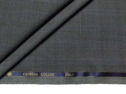 Georgia Gullini Italy Super 160s Merino Wool Blend Suiting Fabric (Grey, Checks)