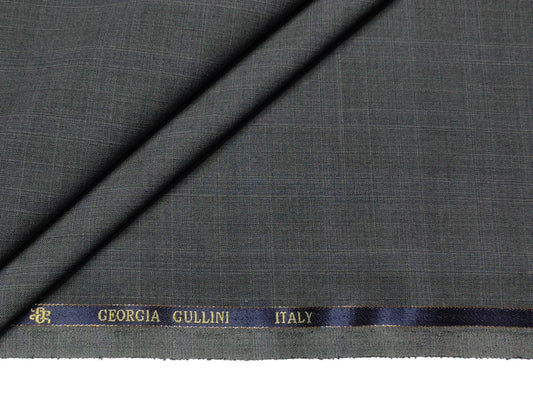 Georgia Gullini Italy Super 160s Merino Wool Blend Suiting Fabric (Grey, Checks)