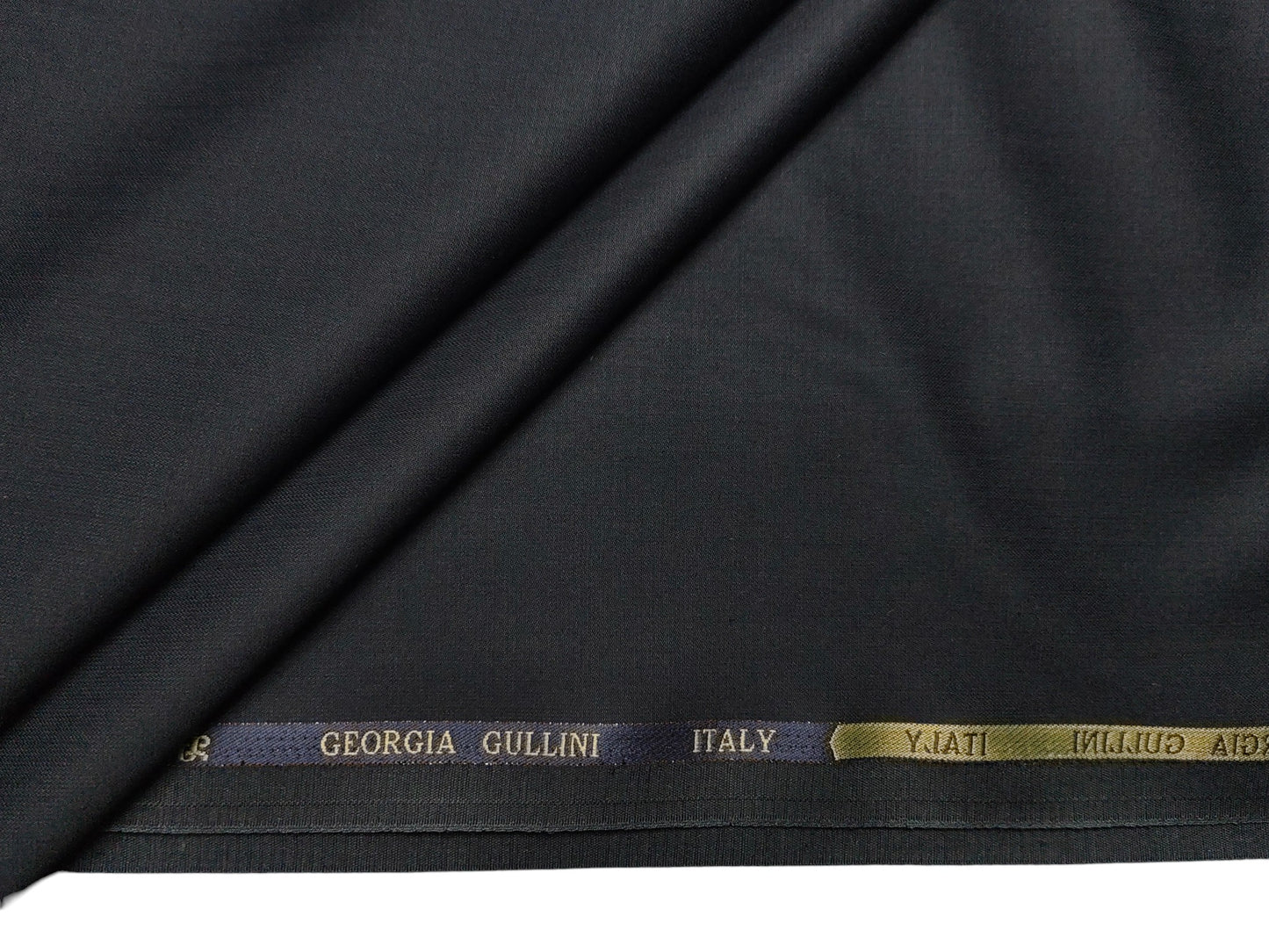 Georgia Gullini Italy Super 160s Merino Wool Blend Suiting Fabric (Deep Blueish Grey, Plain )