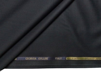Georgia Gullini Italy Super 160s Merino Wool Blend Suiting Fabric (Deep Blueish Grey, Plain )