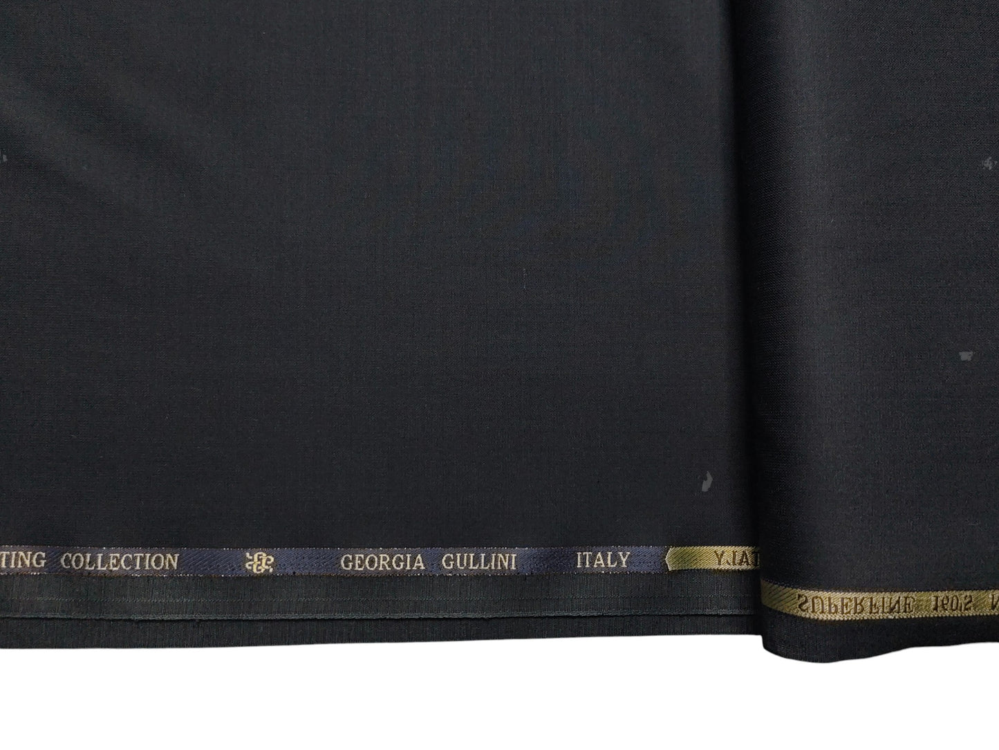 Georgia Gullini Italy Super 160s Merino Wool Blend Suiting Fabric (Deep Blueish Grey, Plain )