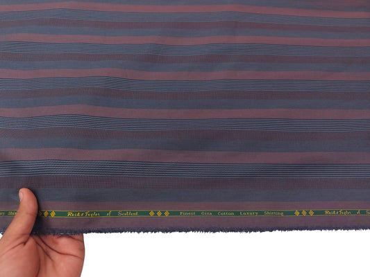 Reid And Taylor Finest Giza Cotton Luxury Shirting Fabric (Grey And Mauve, Multistripes)
