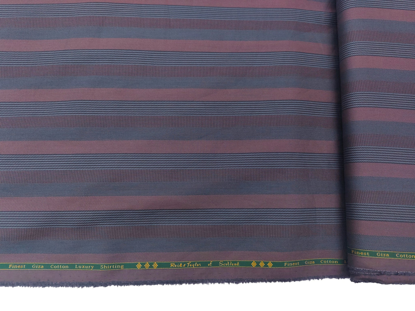 Reid And Taylor Finest Giza Cotton Luxury Shirting Fabric (Grey And Mauve, Multistripes)