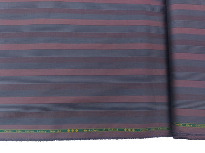 Reid And Taylor Finest Giza Cotton Luxury Shirting Fabric (Grey And Mauve, Multistripes)
