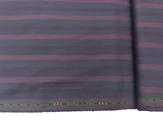 Reid And Taylor Finest Giza Cotton Luxury Shirting Fabric (Grey And Mauve, Multistripes)