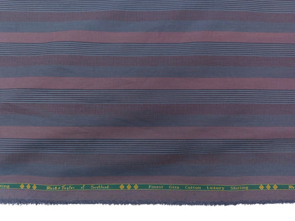 Reid And Taylor Finest Giza Cotton Luxury Shirting Fabric (Grey And Mauve, Multistripes)