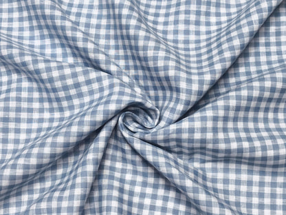 100% Pure European Linen 70 LEA Shirting Fabric (White And Blue, Checks)