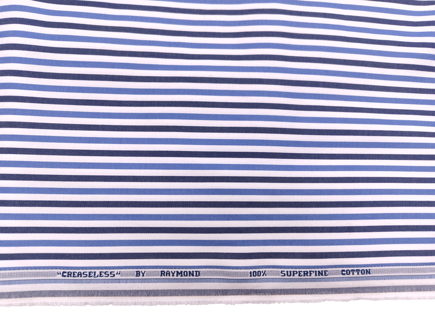 Raymond 100% Pure Cotton Shirting Fabric (Blue And White, Striped)