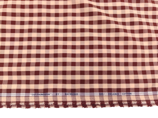 Raymond 100% Pure Cotton Shirting Fabric (Brown, Checks)