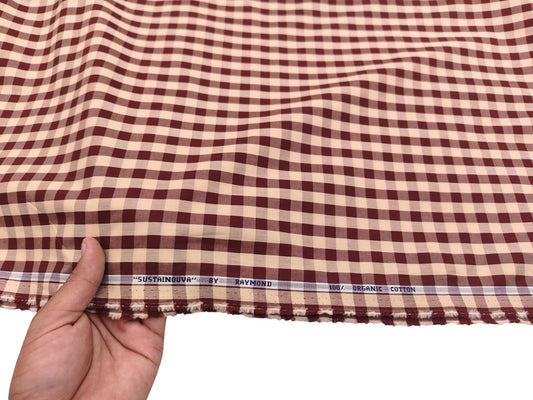 Raymond 100% Pure Cotton Shirting Fabric (Brown, Checks)