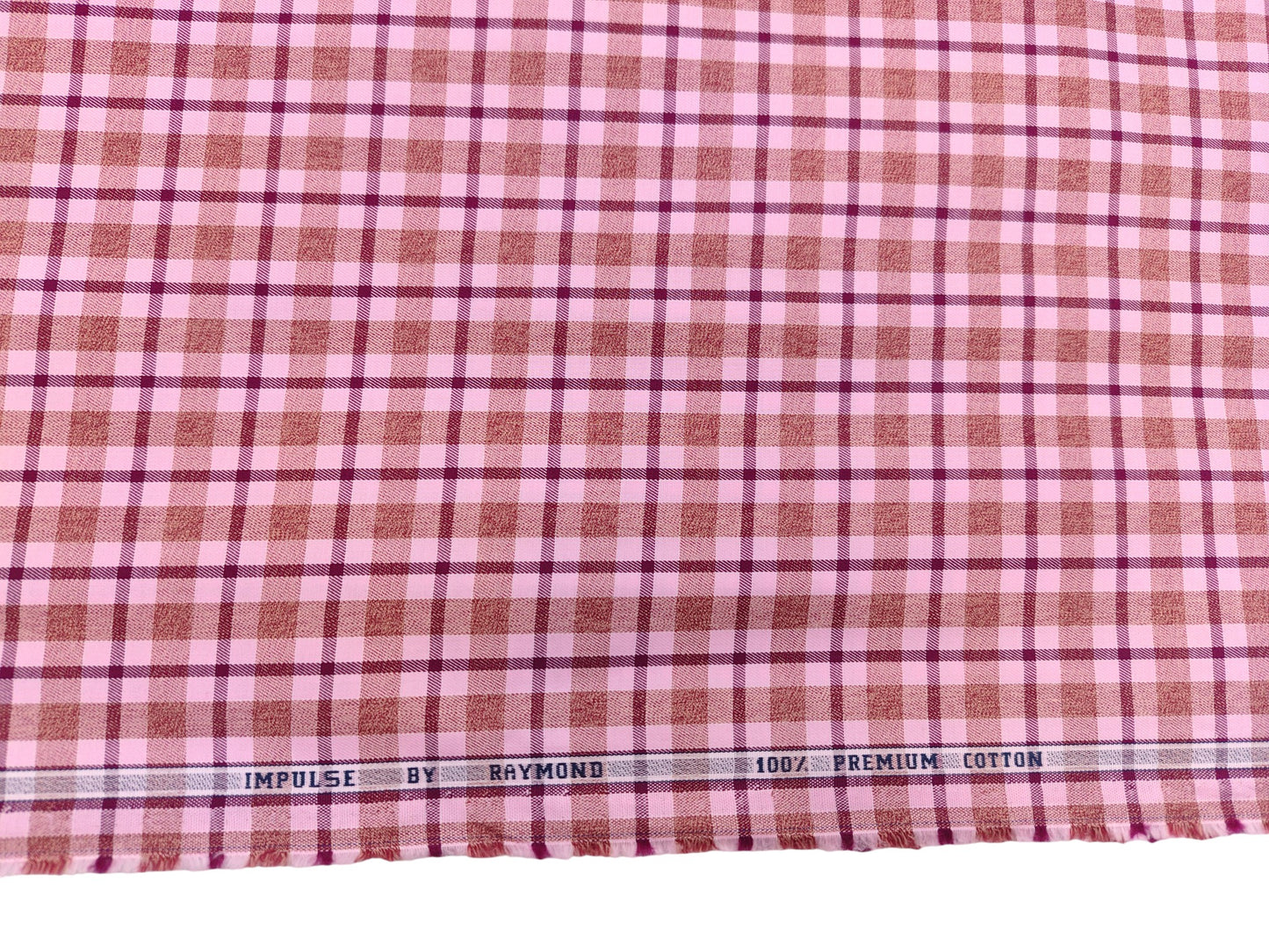 Raymond 100% Pure Cotton Shirting Fabric (Pink, Multichecks)