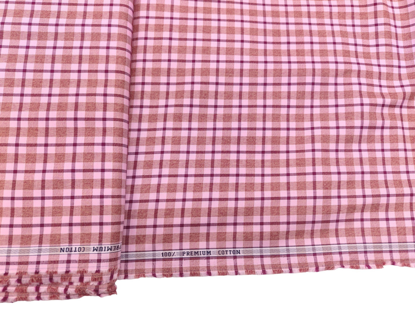 Raymond 100% Pure Cotton Shirting Fabric (Pink, Multichecks)