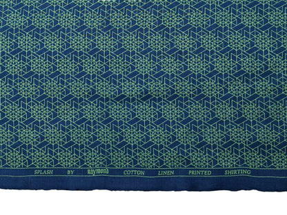 Raymond Cotton Linen Blended Shirting Fabric (Navy Blue, Printed)
