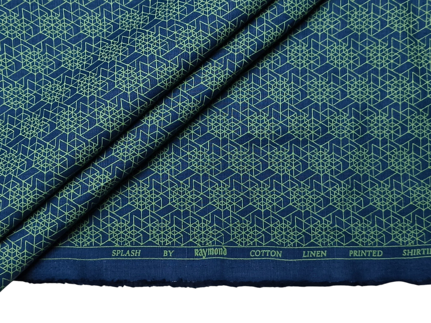 Raymond Cotton Linen Blended Shirting Fabric (Navy Blue, Printed)
