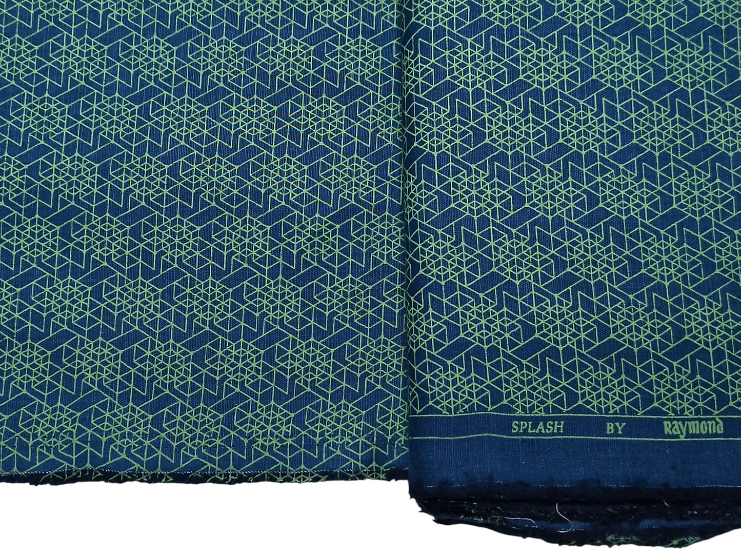 Raymond Cotton Linen Blended Shirting Fabric (Navy Blue, Printed)