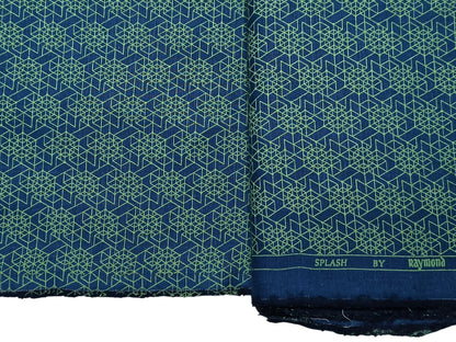 Raymond Cotton Linen Blended Shirting Fabric (Navy Blue, Printed)