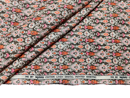 Raymond Cotton Linen Blended Shirting Fabric (Multicolour, Printed)
