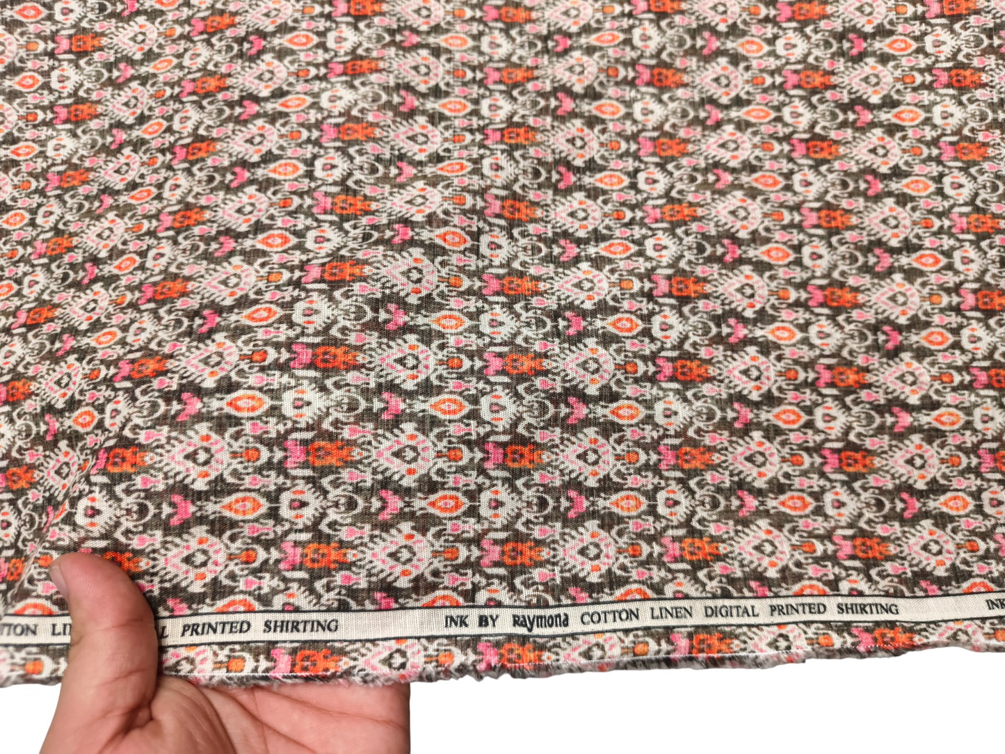 Raymond Cotton Linen Blended Shirting Fabric (Multicolour, Printed)