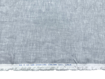 Italian 100% Linen 60 LEA Shirting Fabric (Light Grey, Plain)