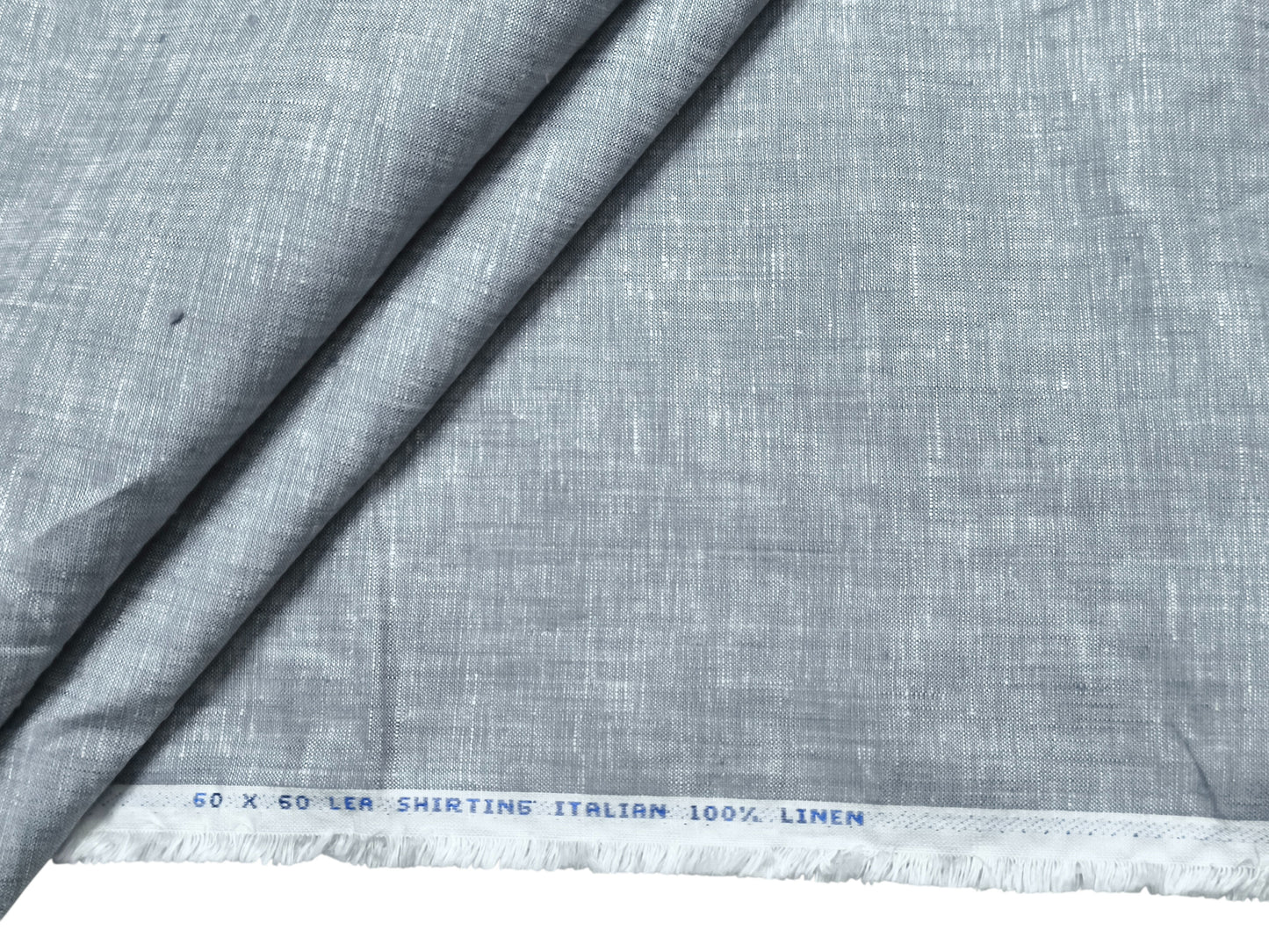 Italian 100% Linen 60 LEA Shirting Fabric (Light Grey, Plain)