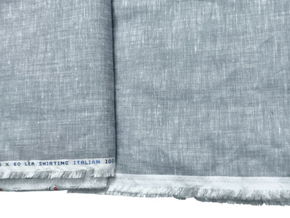 Italian 100% Linen 60 LEA Shirting Fabric (Light Grey, Plain)